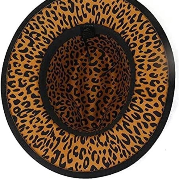 🐆 NWT Black & Leopard Wool Fedora Hat (Unisex) 🐆 - Picture 3 of 4